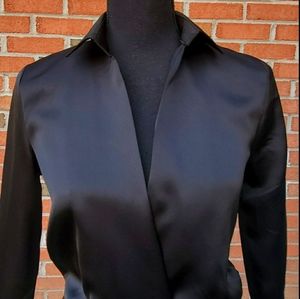 Black Satin High Low Dress